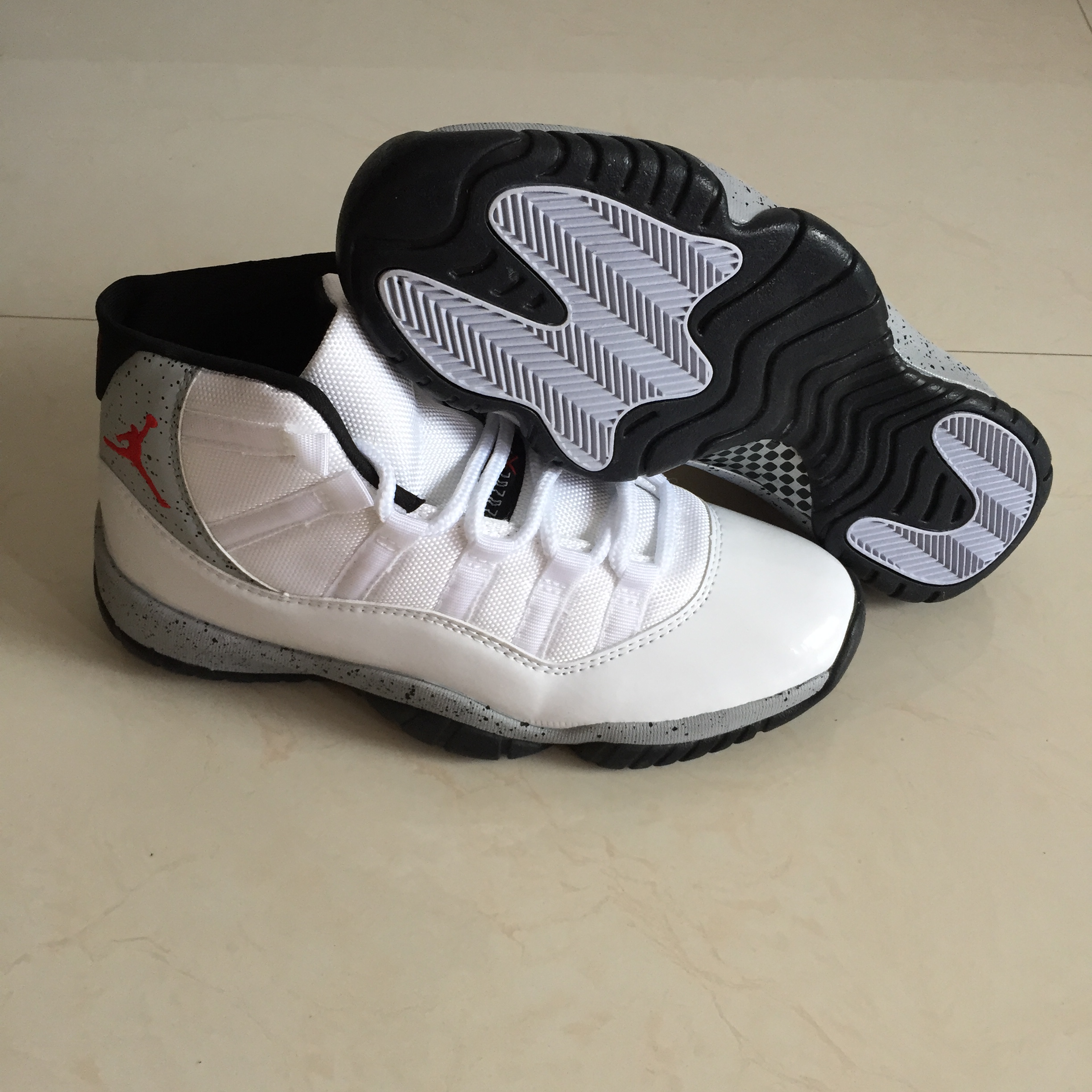 New Air Jordan 11 Retro White Grey Point Black - Click Image to Close